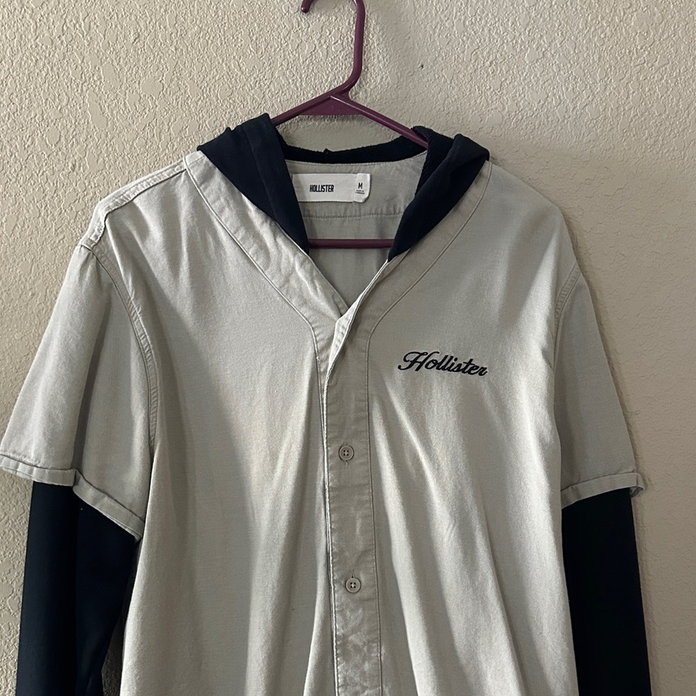 Hollister Gray Shirt with Black Hood